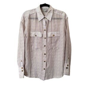 GREY JASON WU Metallic Patterned Button Down Blouse‎ Sz 4